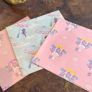 Vintage 70s Pink and Blue Gift Wrap Set 3 Sheets